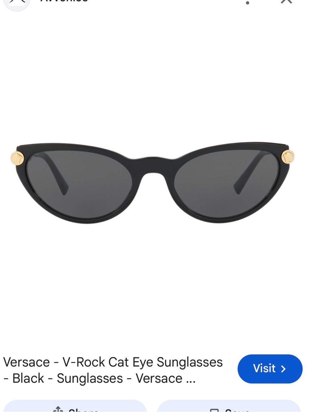 Versace V-Rock Black Cat Eye Sunglasses